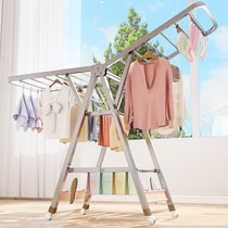  Stainless steel clothes rack floor-to-ceiling folding bedroom balcony clothes rack Household baby clothes rack drying quilt artifact