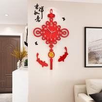 Chinese knotted clock creative fashion home Chinese watch living room simple personality art atmospheric mute hanging wall table