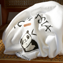 250g blockbuster homemade white fun printed long sleeve T-shirt simple design cotton jacket for men and women