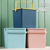 Square bucket plastic bucket toy storage bucket bucket stool can be seated bathing basket portable bath storage bucket with lid wash