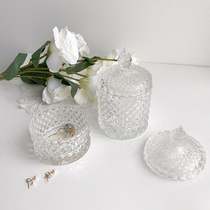 Nordic ins wind pineapple pattern sugar cube glass jar jewelry storage home decoration ornament storage jar transparent