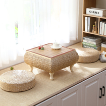 Grass rattan Japanese tatami tea table Kang few window table window sill table small coffee table platform Low Tea Table Table short tea table Kang table