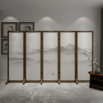 Chinese household folding office hotel screen blocking partition solid wood landscape porch living room moving folding screen