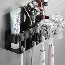 Space aluminum electric toothbrush placement rack Wall-suction bathroom tooth base bathroom toothpaste shelf free of holes