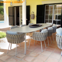 Outdoor table and table rattan chair combined outdoor patio balcony garden mesh red woven rope Leisure tea table Nordic furnishings