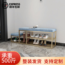 Minimalist introductory dressing stool Home doorway light lavish door-to-door Shoe Rack can sit high and low primary and secondary children wear a shoe stool