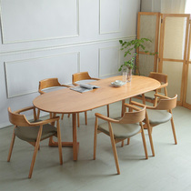 Nordic simple oval solid wood table small household log dining table leisure cafe negotiation table tea table