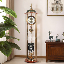 European-style floor clock living room Chinese retro villa big ornaments vertical clock American Creative mute home standing clock