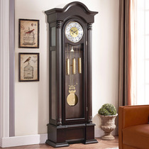 European-style table clock Polaris copper mechanical floor clock Solid wood Chinese retro vertical clock pendulum clock living room floor