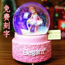 Music box Music Box Music Box crystal ball automatic snow girl heart Christmas birthday gift to girls boys