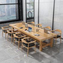 Full solid wood conference table desk long bar table and chair combination large board table negotiation table Workbench modern log long table