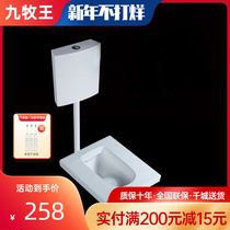 Household squatting pan flushing tank whole set ceramic toilet deodorant squatting toilet whole set squatting pit urinal
