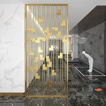 Light luxury stainless steel living room screen partition Modern simple hole-free design Wrought iron hollow art entrance decoration