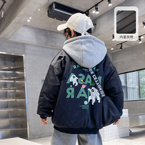 Boys jacket autumn and winter thickening 2022 new style childrens cotton clothing winter handsome boy fashion baseball uniform