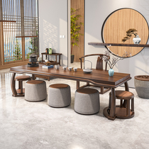 Ivory Table New Chinese Solid Wood Tea Table Combination Zen Tea Room Balcony Simple Wai Ji Feng Kung Fu Tea Table Tea Art Table