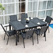  Outdoor tables and chairs Courtyard combination Outdoor garden leisure simple waterproof sunscreen open-air balcony outdoor WPC tables and chairs