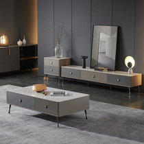 Bright rock board tea table TV cabinet combination Italian minimalist light luxury fashion small family living room floor floor wall cabinet