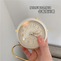 ins cream color alarm clock desk clock bedroom clock Nordic retro students with desktop mute small alarm clock