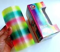 Large magic luminous rainbow ring color stacking ring Plastic spring ring pull ring Childrens nostalgic toy 9*8 7
