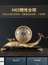 Light luxury pure copper bird mechanical desktop clock modern living room clock creative retro high-end ornaments high-end table clock
