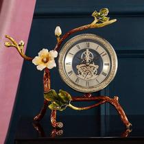 European enamel color seat clock machinery old living room sitting clock table clock creative desktop home watch table ornaments