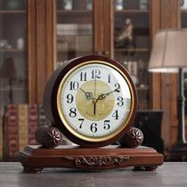 Solid Wood large clock retro clock ornaments living room sitting clock creative desktop old silent clock home desktop