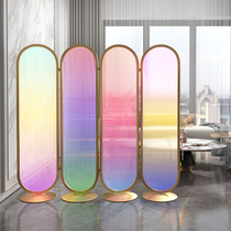 Modern light luxury magic color Changhong glass living room partition decoration simple iron net red folding mobile porch screen