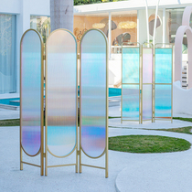  Light luxury folding removable colorful acrylic screen Net red modern simple living room entrance glass partition