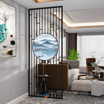 Chinese wrought iron screen partition office living room dining room entrance shelter hollow simple modern stainless steel
