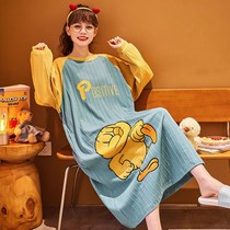 Long sleeve pajamas nightgown women spring and autumn cotton autumn home clothing students ins dormitory lovely ladies