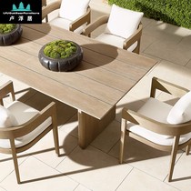 Outdoor Making Old Solid Wood Table And Chairs Patio Embalming Teak Wood Furniture Hotel Outdoor Open-air Garden Casual Dining Table Combinations