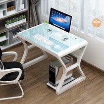 Computer desktop table with keyboard support small writing desk with drawer single gaming table household tempered glass table