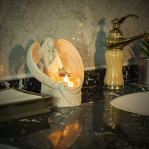Angel Candlestick Statue With The Electronic Candle Resin