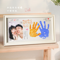 Couple hand mask homemade souvenir hand footprint photo frame oil painting birthday gift best friend diy palm graffiti inkpad