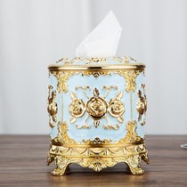 Tissue tube European style drawing paper box fashion coffee table roll paper box living room round barrel napkin box round tissue barrel tissue box