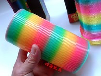 Large rainbow ring magic plastic stacked coil spring coil toy elastic pull ring adult childrens game