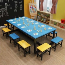Calligraphy training class desks and chairs kindergarten table rectangular kindergarten preschool table childrens art education