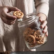 Biscuit storage box vintage embossed glass sealed can storage cans snacks dried fruit jars bottles kitchen storage cans