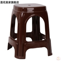 Plastic stool home thickened square bench bench playing mahjong high stool table stool non-slip familiar rubber large chair rubber stool