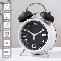 Large ringtone bedside silent walking childrens bedroom student alarm clock special wake-up artifact night light metal clock