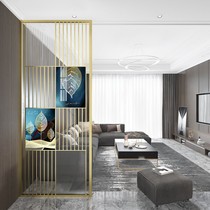Light luxury stainless steel screen Changhong glass partition entrance porch living room bedroom shelter painting simple modern decoration