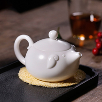 Dehua high white porcelain su roasted kung fu tea set handmade brewing teapot gift single small teapot trumpet household tea brewer