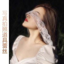 Blindfold with hooded blindfold red ribbon lace with lace lace with photo silk bifacial tied hand bale