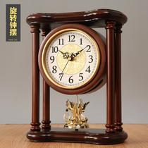 American mute solid wood retro clock mute desktop creative clock living room desktop home European watch ornaments