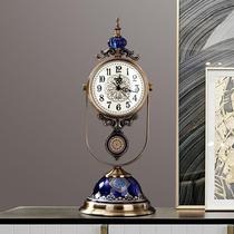 European-style clock desktop living room clock ornaments American light luxury table clock vertical home high-end pendulum clock desktop clock