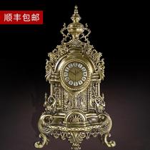 European living room clock mute office bedroom villa modern creative large brass decorative quartz clock