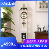European floor clock living room Chinese retro villa large ornaments vertical clock American creative silent home clock