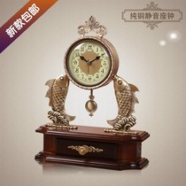 Pei pure copper European-style seat bell headboard mute living room solid wood clock bench clock bedroom sitting clock quartz clock table