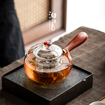 Day Style Upscale Thickened heat-resistant glass cooking teapot side The pot can be heated to cook tea ware small green citrus special bubble teapot