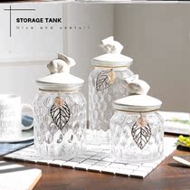 Sugar jar cute creative Nordic style light luxury glass storage jar with melon seeds and peanuts with dried fruit